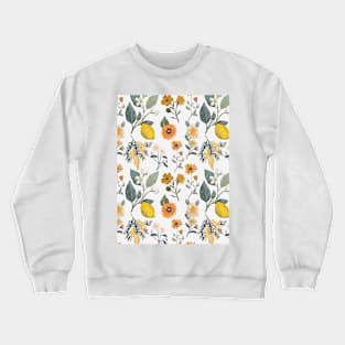 Lemon Vibes with Yellow Flowers Crewneck Sweatshirt